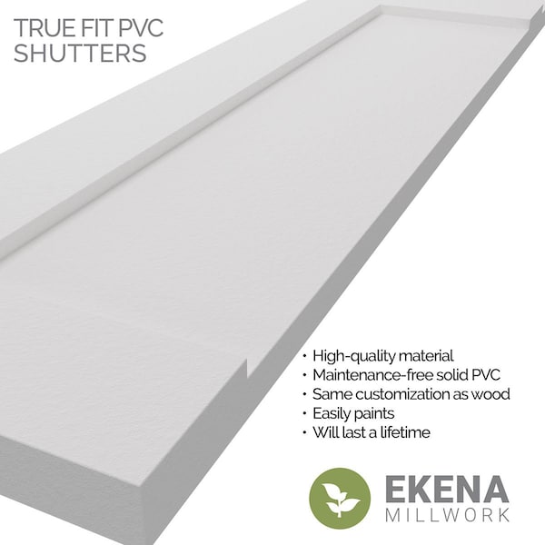 True Fit PVC Two Equal Flat Panel Shutters, Shadow Mountain, 15W X 56H